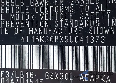 2005 Toyota Avalon Limited from USA, damaged, VIN 4T1BK36BX5U041373